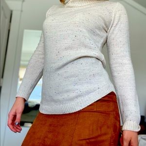 Cream Confetti Cowl-neck Sweater